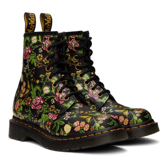 Doc Martens Floral Bloom Leather Lace-Up Boots - Picture 3 of 6